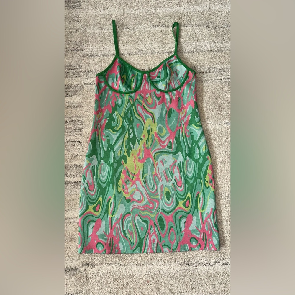 Zara Green & pink dress